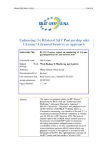 BILAT-UKR*AINA2015 Enhancing the Bilateral S&T Partnership with Ukraine*Advanced Innovative Approach