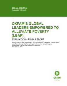 OXFAM AMERICA Evaluation Report OXFAM’S GLOBAL LEADERS EMPOWERED TO ALLEVIATE POVERTY