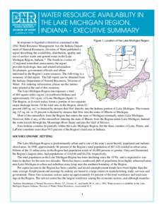 DIVISION OF WATER published 1994 WATER RESOURCE AVAILABILITY IN THE LAKE MICHIGAN REGION, INDIANA - EXECUTIVE SUMMARY