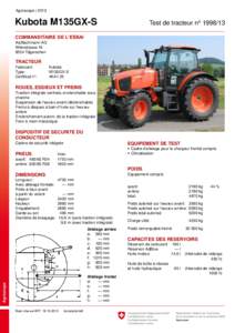 Agroscope | 2013  Kubota M135GX-S Test de tracteur no
