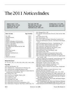 The 2011 Notices Index January issue: 1–224 February issue: 225–360