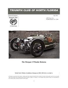 TRIUMPH CLUB OF NORTH FLORIDA Volume 23 Issue 6 JuneForest Ave. Neptune Beach, Fla 32266
