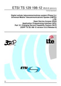 ETSI TSV9Technical Specification Digital cellular telecommunications system (Phase 2+); Universal Mobile Telecommunications System (UMTS); LTE;