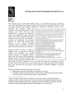 Introduction to RTI “Roles” Papers