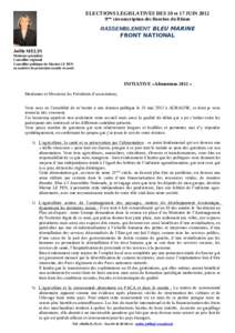 ELECTIONS LEGISLATIVES DES 10 et 17 JUINème circonscription des Bouches du Rhône RASSEMBLEMENT BLEU MARINE FRONT NATIONAL Joëlle MELIN