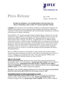 WIFLE FOUNDATION, INC.  Press Release July 3, 2013 Contact: ([removed]