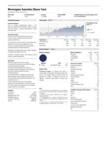Investment Profile | As at: Morningstar Australian Shares Fund previously Ibbotson Australian Shares Active Trust  Risk Profile
