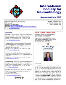 International Society for Neuroethology Newsletter/June 2017 March 2011 International Society for Neuroethology