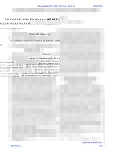 Proceedings of FEL2013, New York, NY, USA  MOPSO60 CHANNELED POSITRONS AS A SOURCE OF GAMMA RADIATION Koryun B. Oganesyan∗ ,