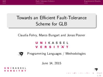 GLB  Fault Tolerance Scheme Experimental Results