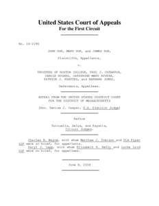 United States Court of Appeals For the First Circuit NoJOHN DOE, MARY DOE, and JAMES DOE, Plaintiffs, Appellants, v.