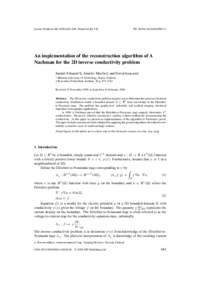 Inverse Problems–699. Printed in the UK  PII: S0266An implementation of the reconstruction algorithm of A Nachman for the 2D inverse conductivity problem