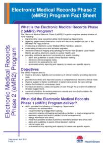 Electronic Medical Records Phase 2 (eMR2) Program Fact Sheet