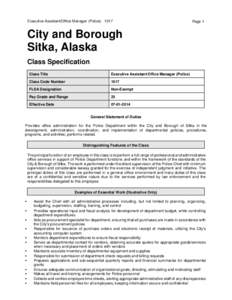 Executive Assistant/Office Manager (Police[removed]Page 1 City and Borough Sitka, Alaska