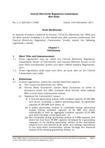 Central Electricity Regulatory Commission New Delhi No. LCERC Dated: 14th November, 2017 Draft Notification