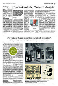 Donnerstag, 29. JanuarNr. 23  Kanton/Stadt Zug Neue Zuger Zeitung