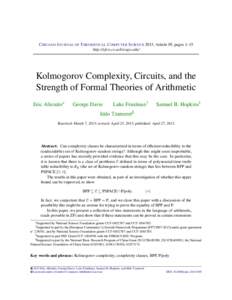 Kolmogorov Complexity, Circuits, and the Strength of Formal Theories of Arithmetic