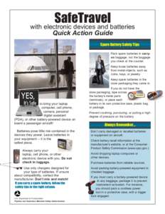 SafeTravel with electronic devices and batteries Quick Action Guide