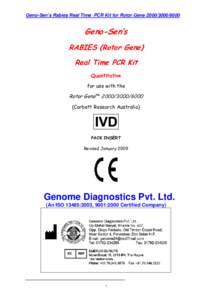 Geno-Sen’s Rabies Real Time PCR Kit for Rotor GeneGeno-Sen’s RABIES (Rotor Gene) Real Time PCR Kit Quantitative