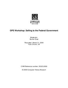 Government Professional Services Workshop : Session #2 : Selling to the Federal Government; 