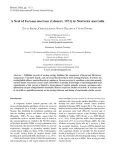 Biawak, 10(1), pp © 2016 by International Varanid Interest Group A Nest of Varanus mertensi (Glauert, 1951) in Northern Australia DAVID RHIND1, CHRIS JACKSON2, NADAV PEZARO3 & J. SEAN DOODY4 1
