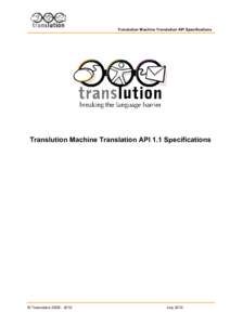 Translution MT API Specifications