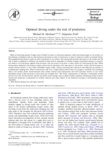 Journal of Theoretical Biology–92  Optimal diving under the risk of predation Michael R. Heithausa,b,c,*, Alejandro Frida a