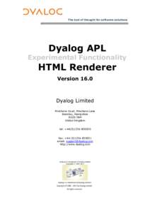 The tool of thought for software solutions  Dyalog APL Experimental Functionality  HTML Renderer