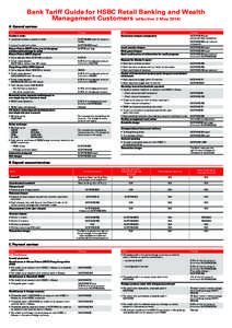 Bank Tariff Guide for HSBC Retail Banking and Wealth Management Customers (effective 2 May[removed]A. General services Item Cashier’s order •	 Issue/repurchase a cashier’s order