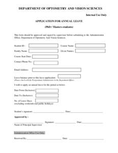 APPLICATION FOR ANNUAL LEAVE