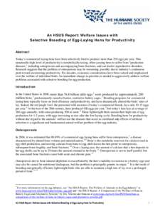 An HSUS Report: Welfare Issues with Selective Breeding of Egg-Laying Hens for Productivity