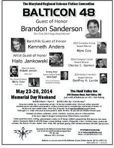 The Maryland Regional Science Fiction Convention  BALTICON 48 May 23-26, 2014