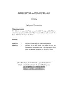 PUBLIC SERVICE AMENDMENT BILLSAMOA Explanatory Memorandum Object and Reason:
