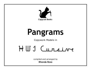 Copycat Books  Pangrams Copywork Models in  HWT ùæîæë¬íæàøïÌÑ