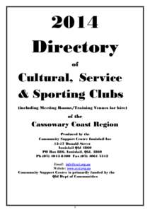 2014 Directory of Cultural, Service & Sporting Clubs