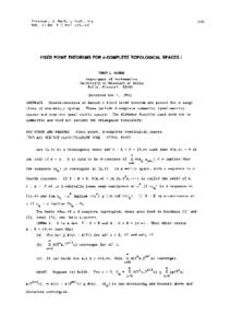 Internat. J. Math. & Math. Sci. VOL. 15 NO[removed][removed]FIXED POINT THEOREMS FOR d-COMPLETE TOPOLOGICAL SPACES