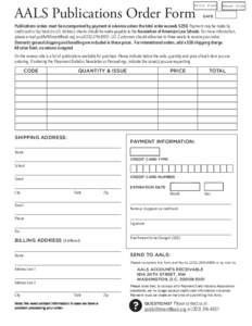 AALS Publications Order Form  Print Form Reset Form
