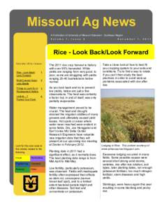 Missouri Ag News A Publication of University of Missouri Extension - Southeast Region V o l u m e 1 ,