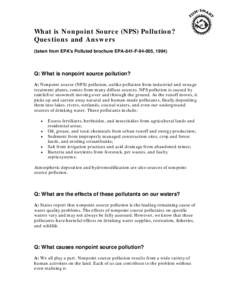 What is Nonpoint Source (NPS) Pollution?