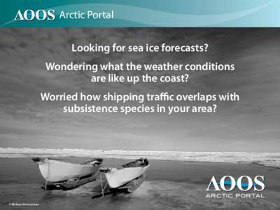 Arctic Portal  Looking for sea ice forecasts? Wondering what the weather conditions are like up the coast? Worried how shipping traffic overlaps with
