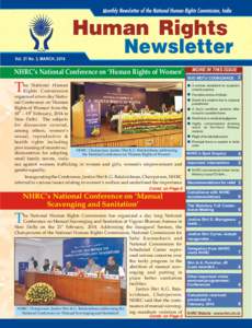 Vol. 21 No. 3, MARCH, 2014  NHRC’s National Conference on ‘Human Rights of Women’ T