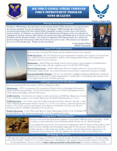 Air Force Global Strike Command Force Improvement Program News Bulletin Message from the Commander  Volume 1, August 2014