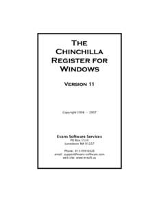 The Chinchilla Register for Windows Version 11