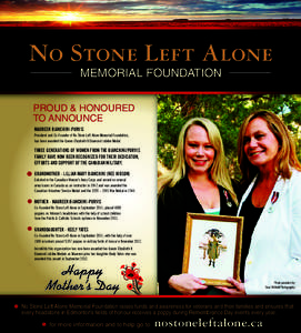 No Stone Left Alone MEMORIAL FOUNDATION PROUD & HONOURED TO ANNOUNCE MAUREEN BIANCHINI-PURVIS