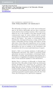 Cambridge University Press[removed]2 - The Cambridge Companion to the Philosophy of Biology Edited by David L. Hull and Michael Ruse