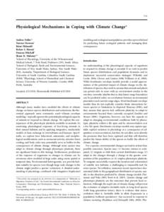 713  Physiological Mechanisms in Coping with Climate Change* Andrea Fuller1,† Terence Dawson2 Brian Helmuth3