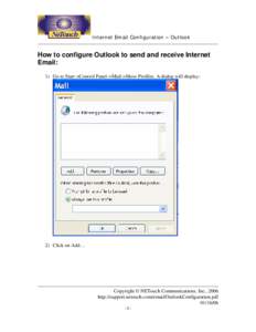 How to configure Outlook to send and receive Internet Email: