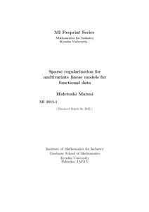 MI Preprint Series Mathematics for Industry Kyushu University Sparse regularization for multivariate linear models for