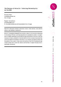 xCoAx 2013: Proceedings of the first conference on Computation, Communication, Aesthetics and X