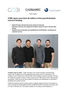 Press release  COBI raises more than $4 million in first post-Kickstarter round of funding • •